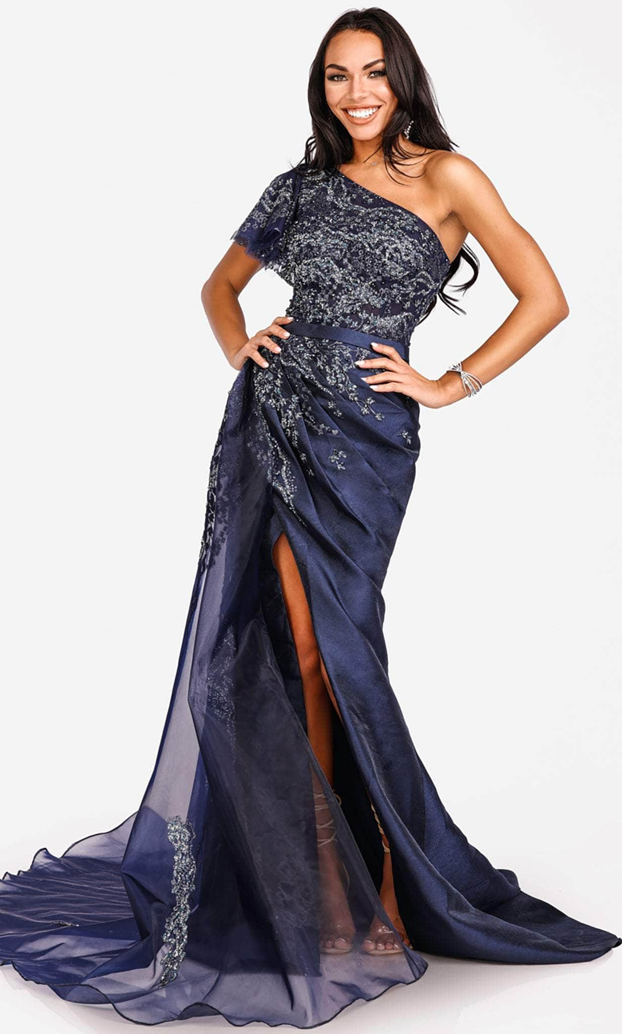 Image of Terani Couture 231E0517 - Ruffled Asymmetrical Prom Gown