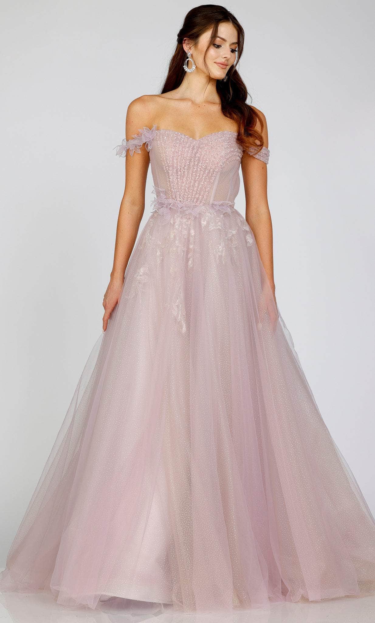 Image of Terani Couture 231E0520 - Off Shoulder Tulle Evening Gown