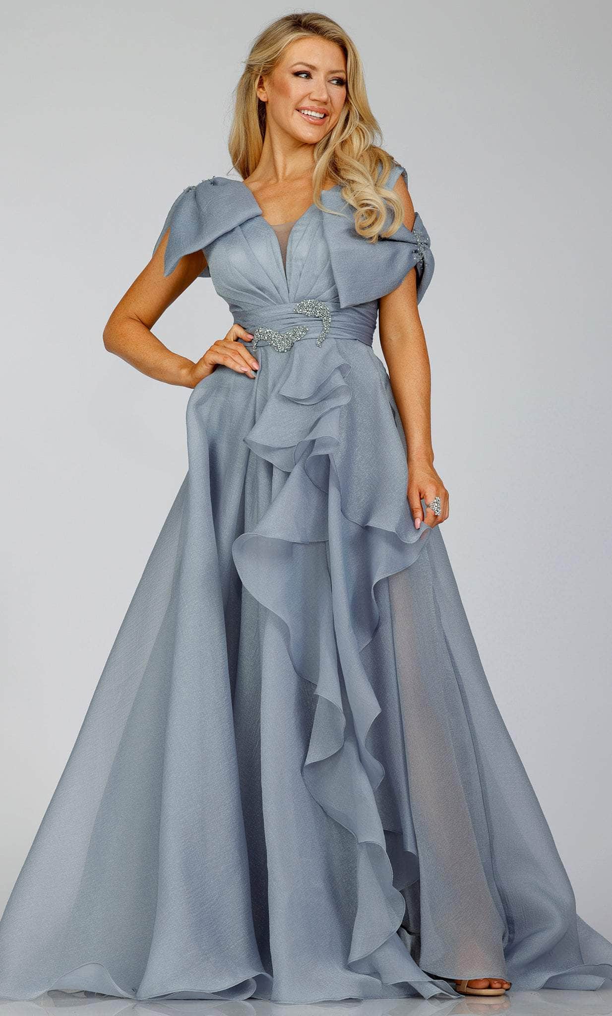 Image of Terani Couture 231M0487 - Ruched Bow Accented A-Line Gown
