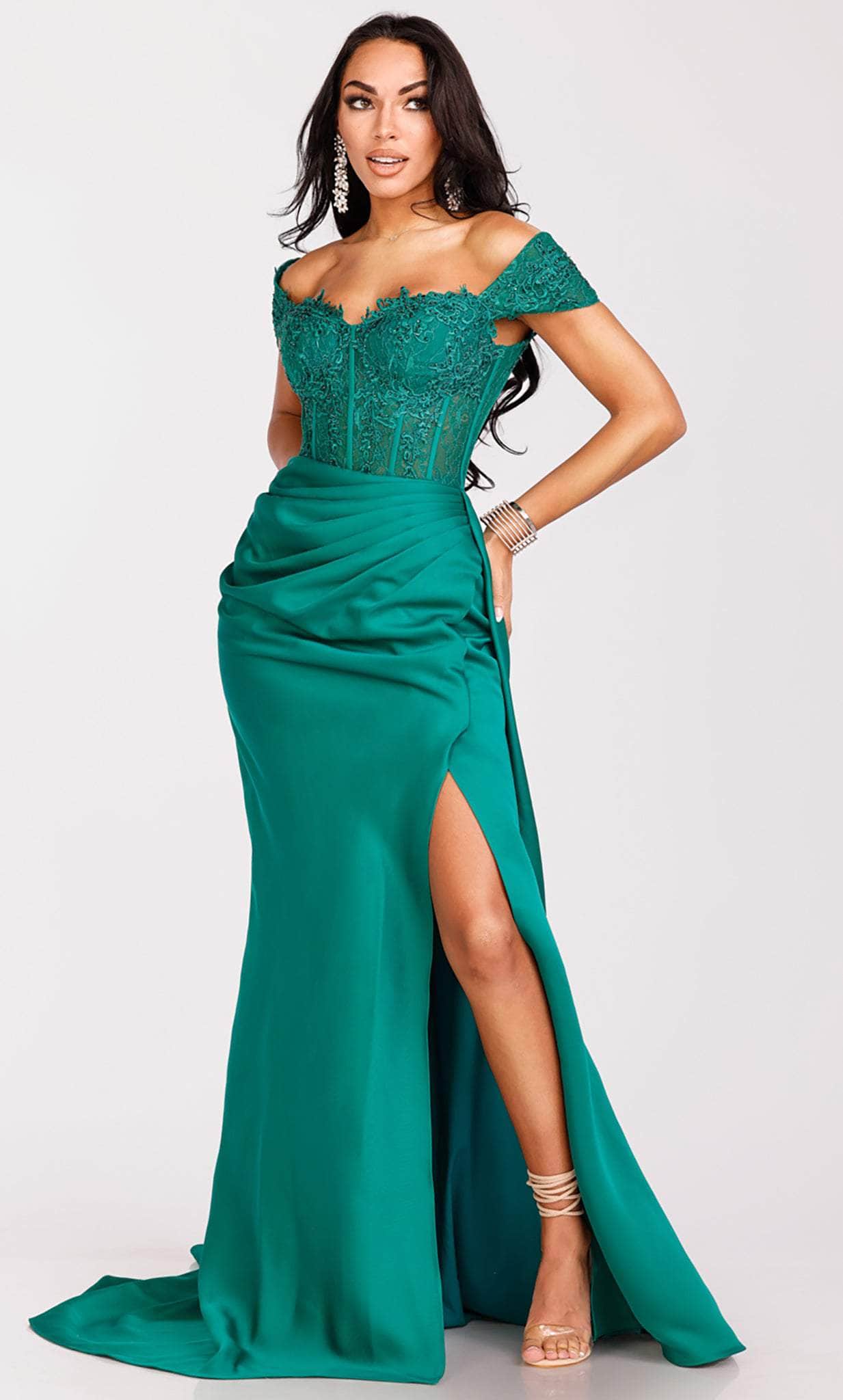 Image of Terani Couture 231P0061 - Off-Shoulder Corset Bodice Prom Gown