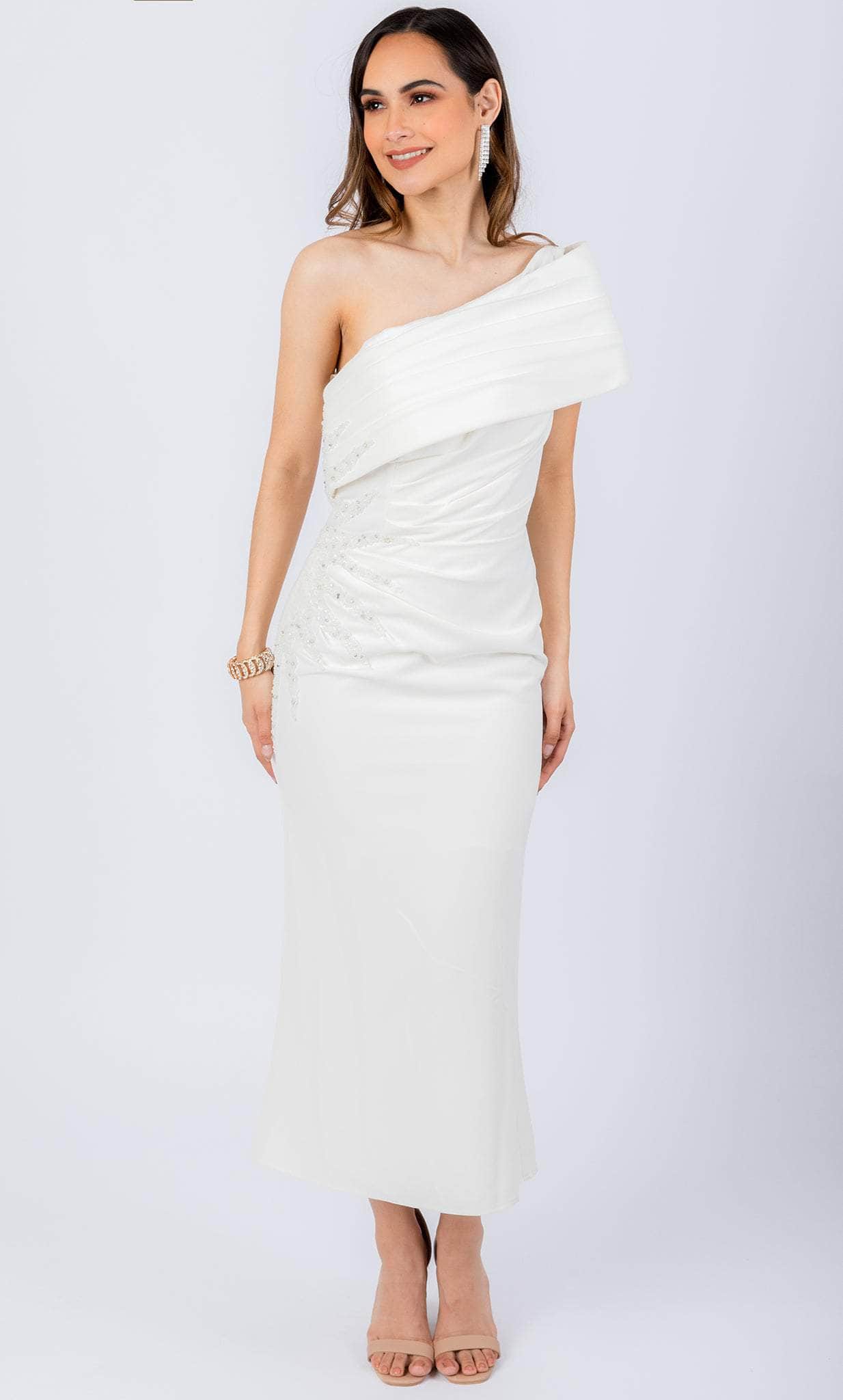 Image of Terani Couture 232C1106 - Asymmetrical Sheath Cocktail Dress
