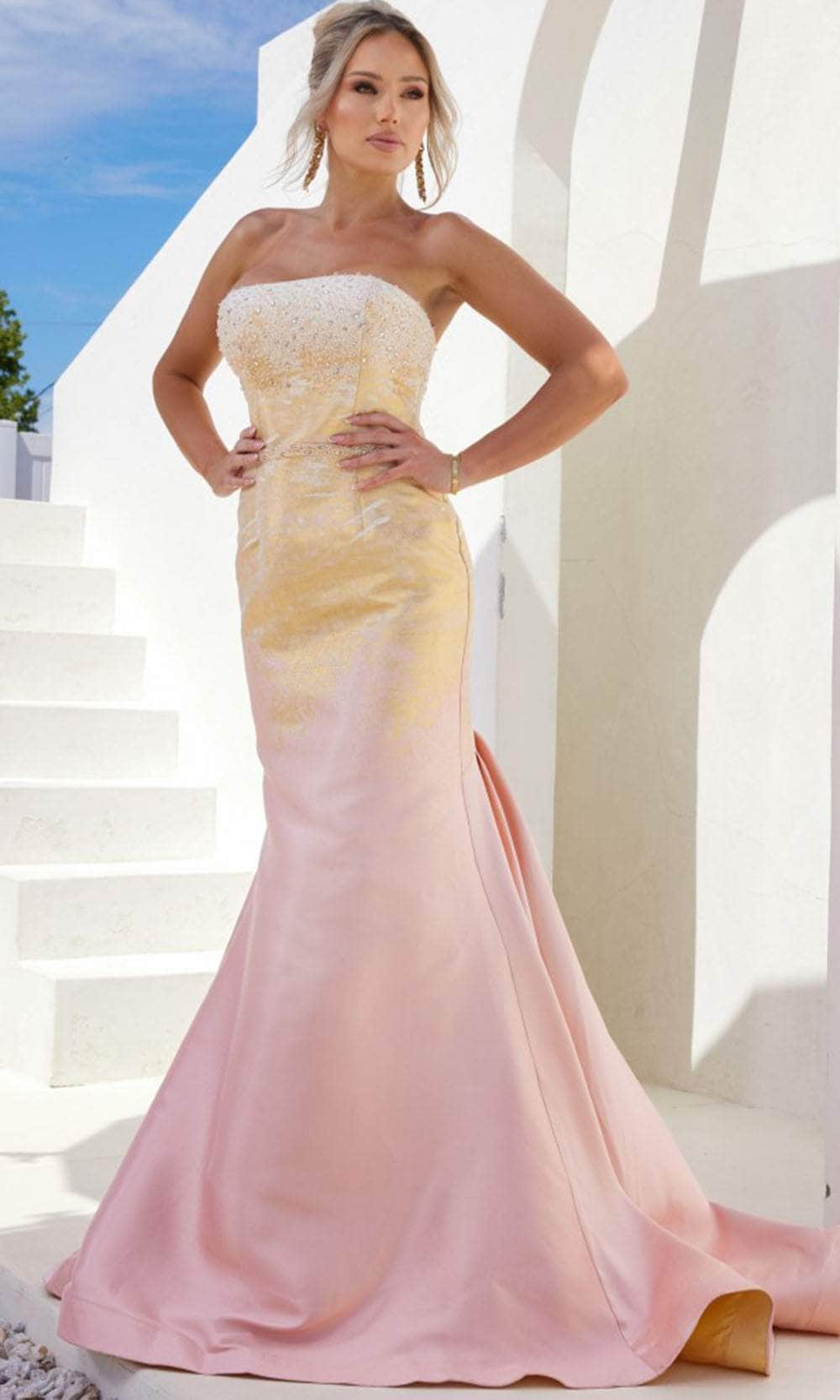 Image of Terani Couture 241E2499 - Rhinestone Embellished Strapless Prom Dress
