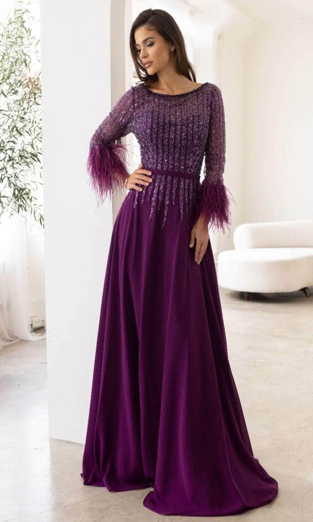 Image of Terani Couture 241M2738 - Beaded Bateau Evening Dress