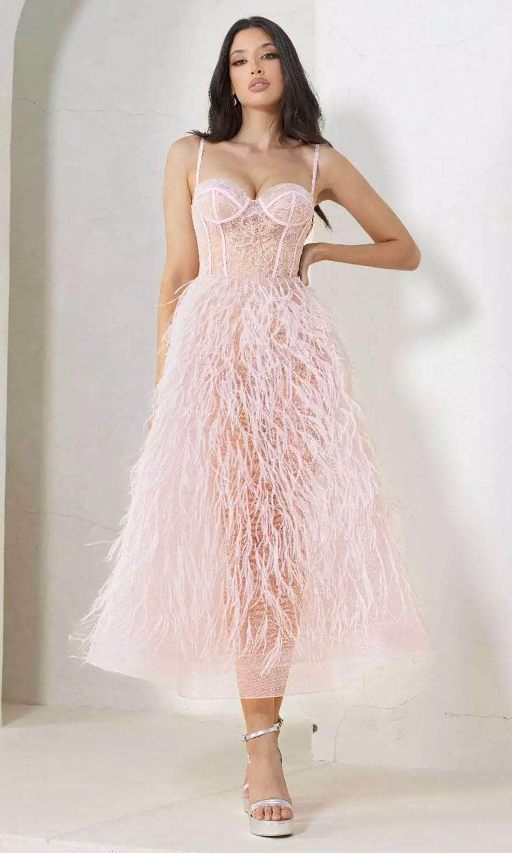 Image of Terani Couture 241P2022 - Feather Corset Prom Dress