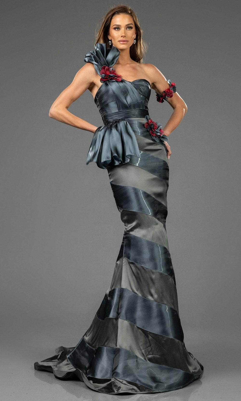 Image of Terani Couture 251E4284 - One Shoulder Trumpet Evening Gown