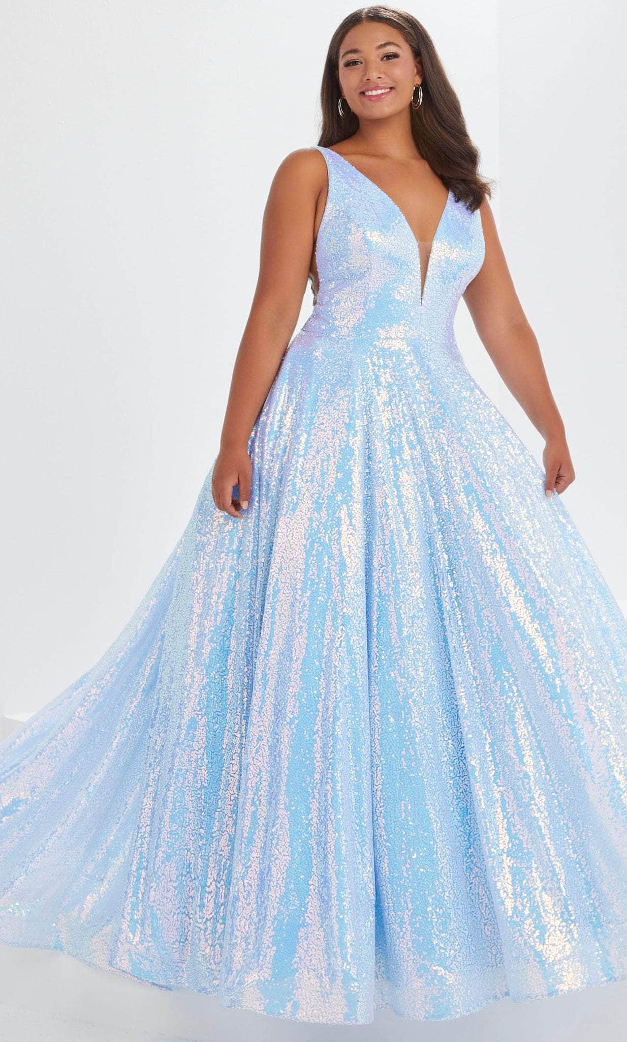 Image of Tiffany Designs by Christina Wu 16046 - Plunging Sequined Prom Gown