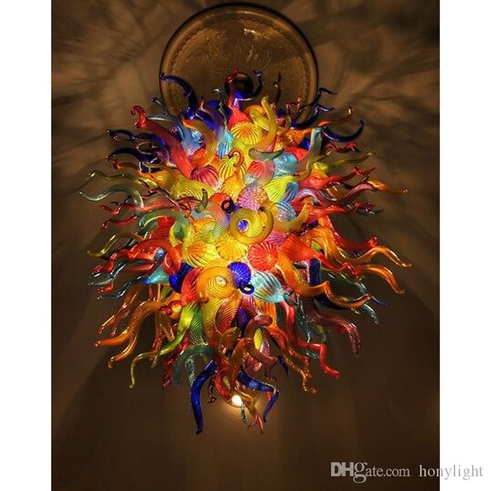 Image of Tiffany Stained Lamp Chandelier Lamps LED Bulbs House Decoration Style Hanging DIY Hand Blown Glass Chandeliers