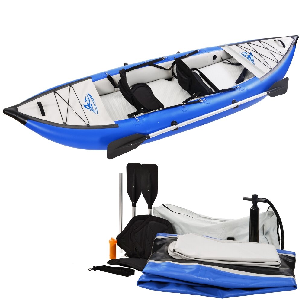 Image of [US Direct] 12FT Inflatable Kayak Set 2-Person Portable Recreational Touring Boating Max Load 946lbs with Paddle Air Pum