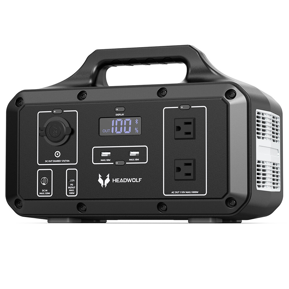 Image of [US Direct] HEADWOLF D1000 1000Wh Peak Power 1800W Portable Power Station for Outdoor Camping Travel Hunting RV CPAP Hom