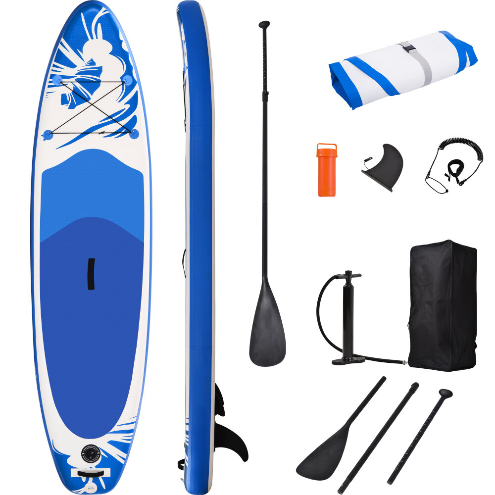 Image of [US Direct] Inflatable Stand Up Board Ultra-Light Non-Slip Deck Surfing Standing Boat Max Load 300lbs with Paddling Leas