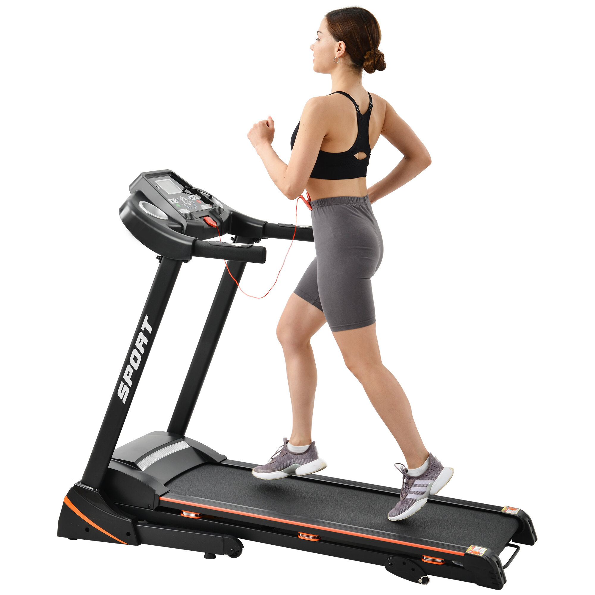 Image of [USA Direct] 148km/h 35HP Folding Treadmill 12 Programs Electric Running Machine Fitness Gym Home Max Load 330lbs US P