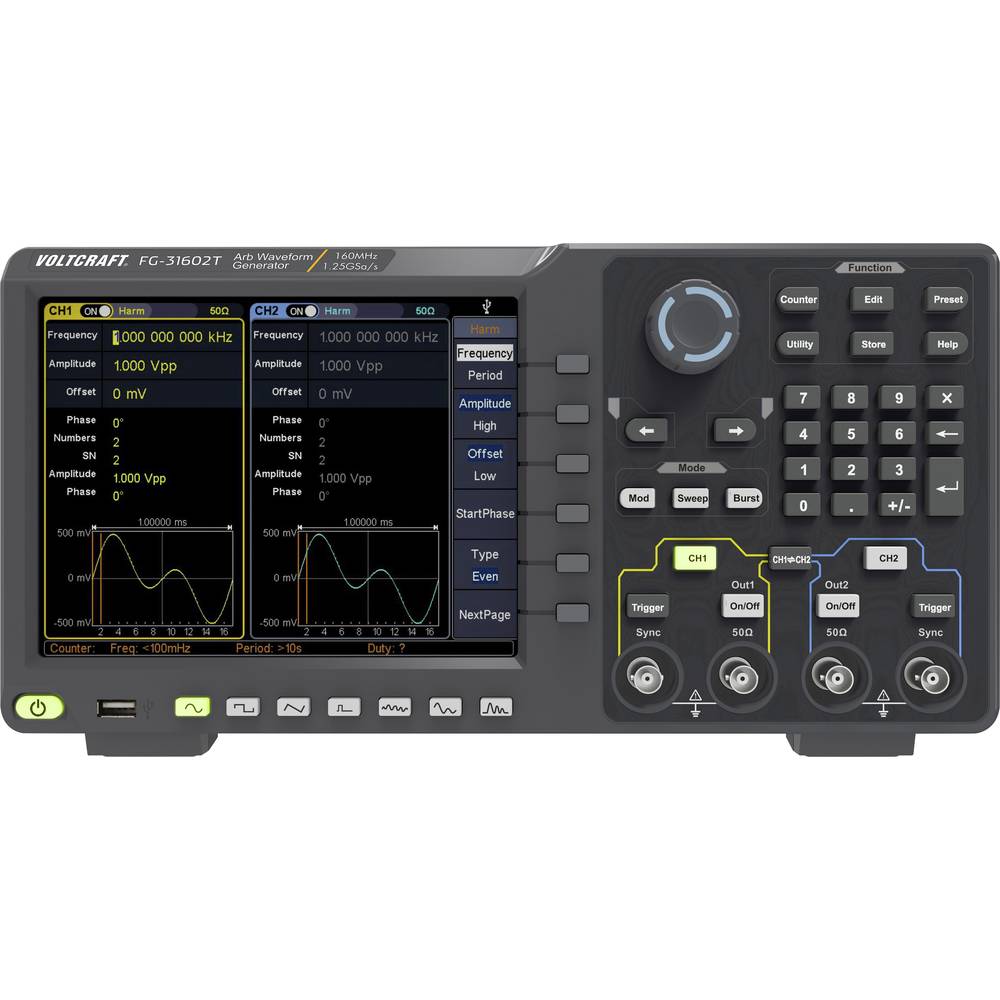 Image of VOLTCRAFT FG-31602T Function generator 1 ÂµHz - 160 MHz 2-channel Arbitrary Noise Pulse Rectangle Sinus Triangle