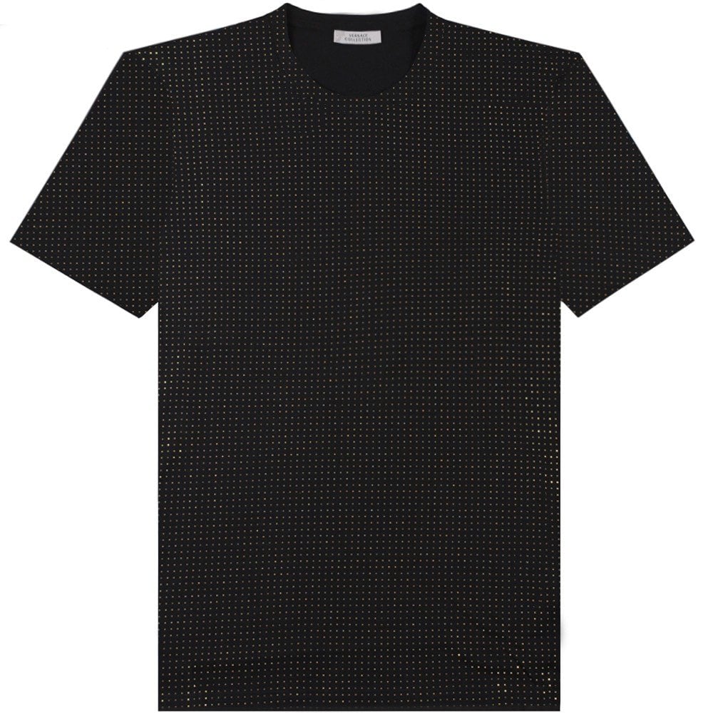 Image of Versace Collection Men's Gold Studded T-shirt Black Small