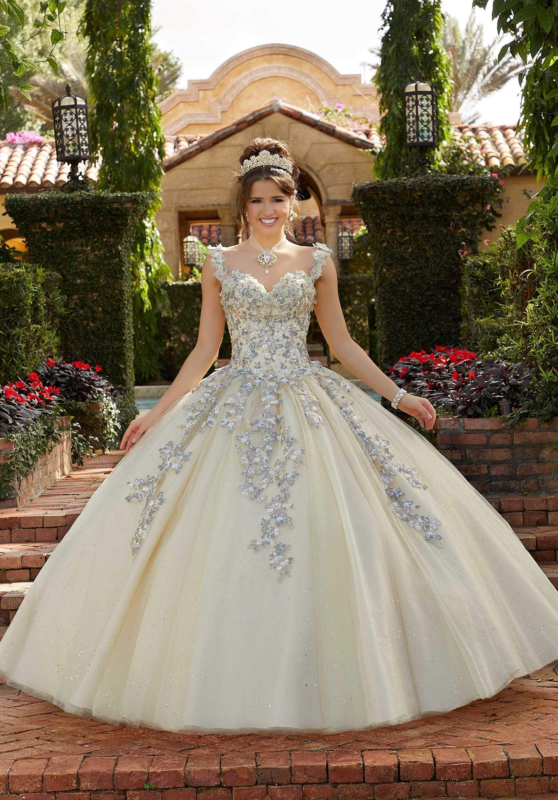 Image of Vizcaya by Mori Lee - 60123 Floral Embroidered Ombre Ballgown