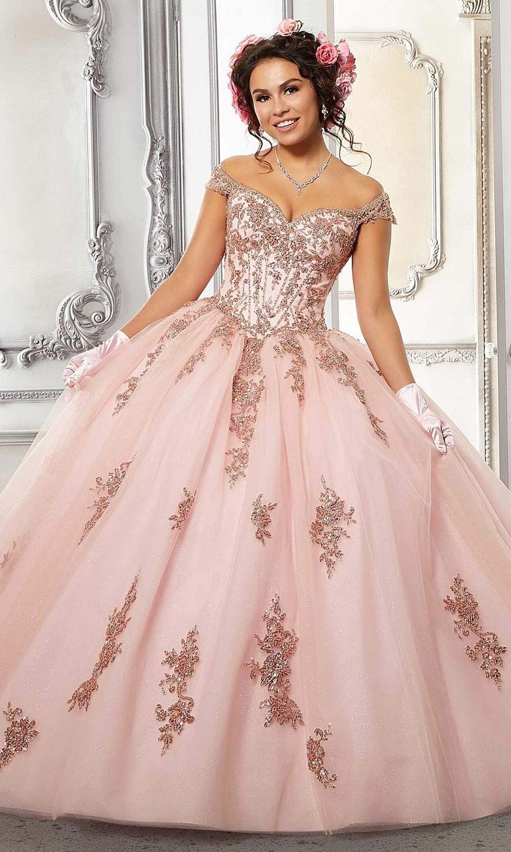 Image of Vizcaya by Mori Lee - 60146 Appliqued Off Shoulder Ball Gown