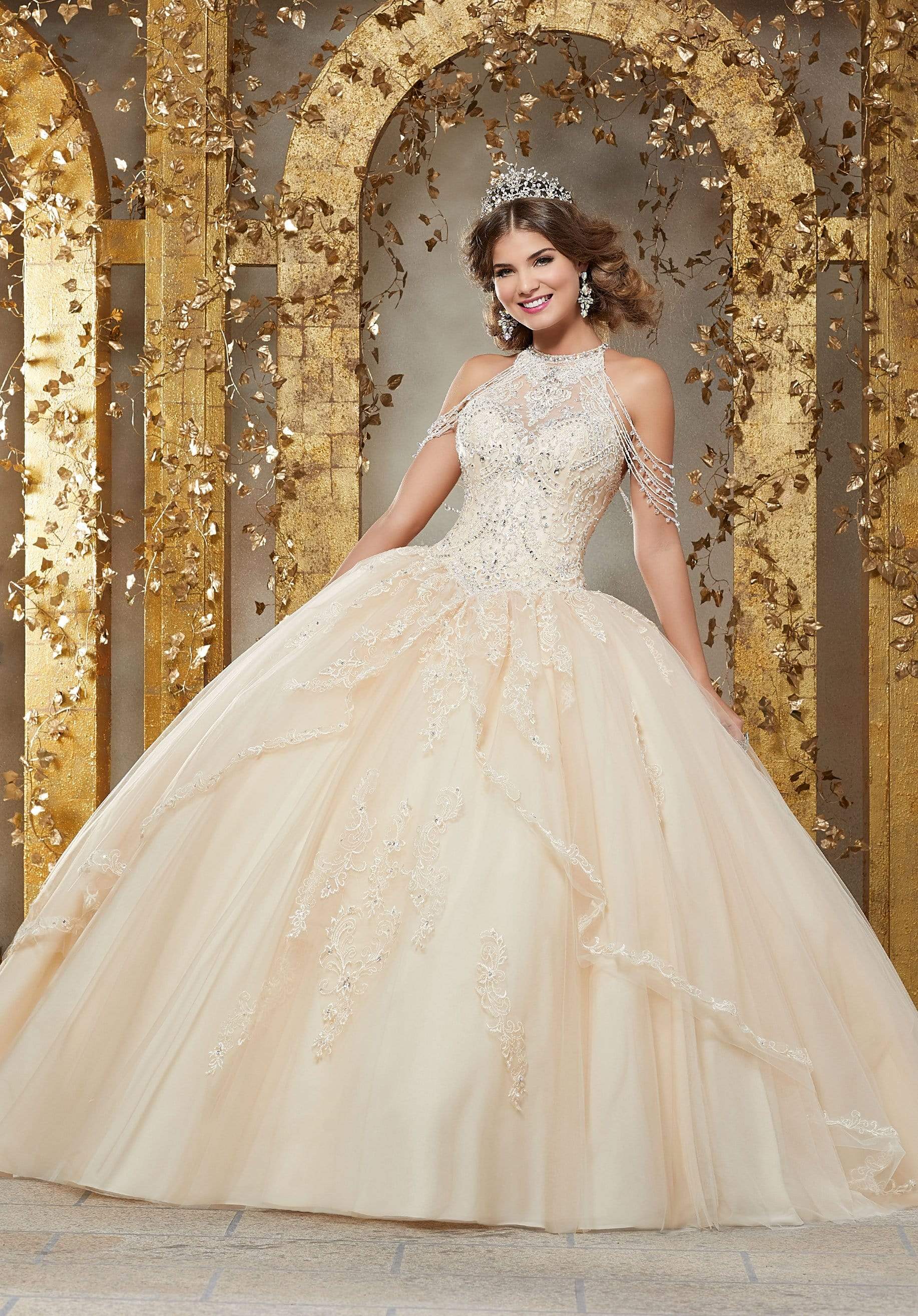 Image of Vizcaya by Mori Lee - 89227 Crystal Beaded Halter Neck Tulle Ballgown