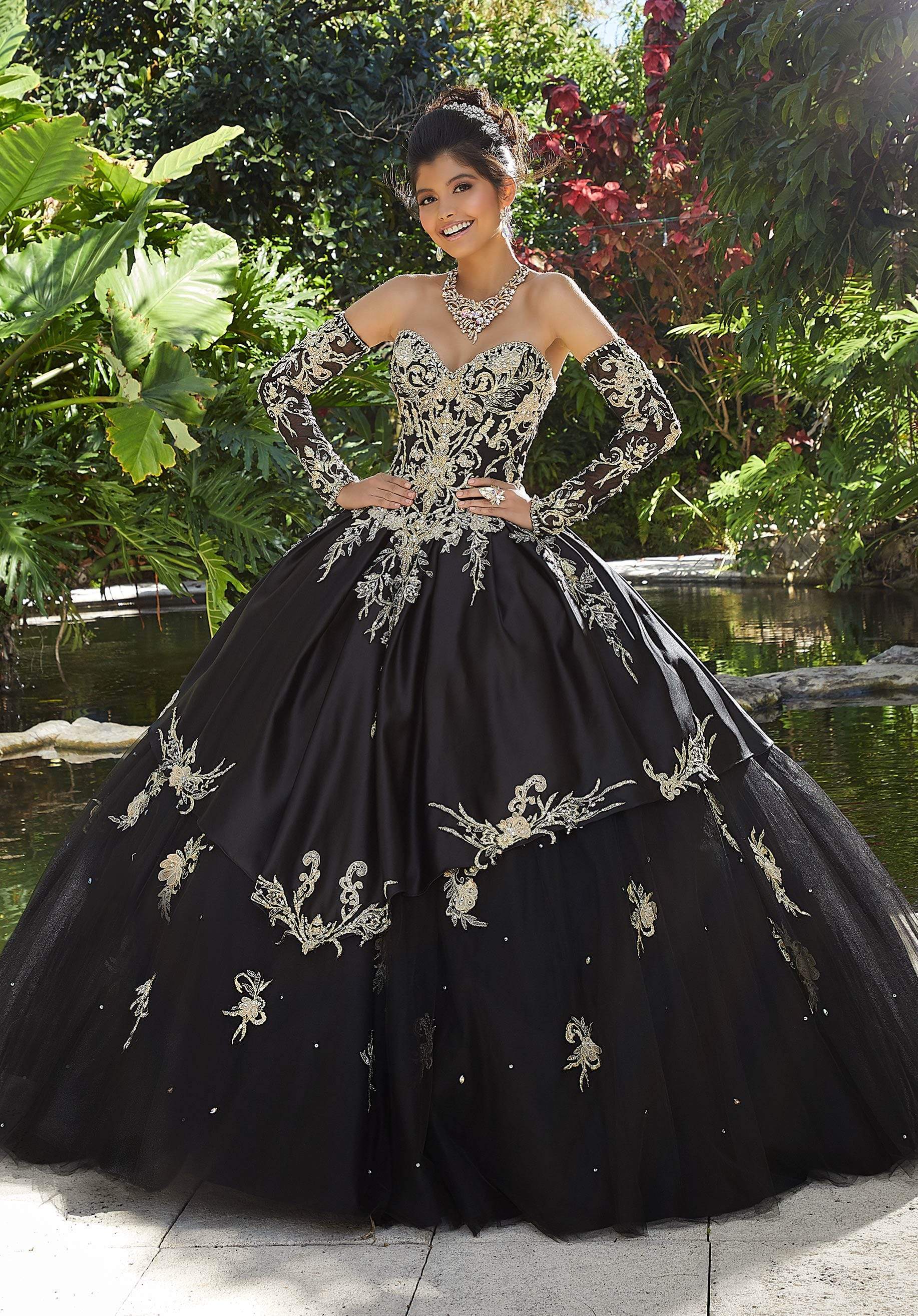 Image of Vizcaya by Mori Lee - 89248 Dimensional Metallic Embroidered Ballgown