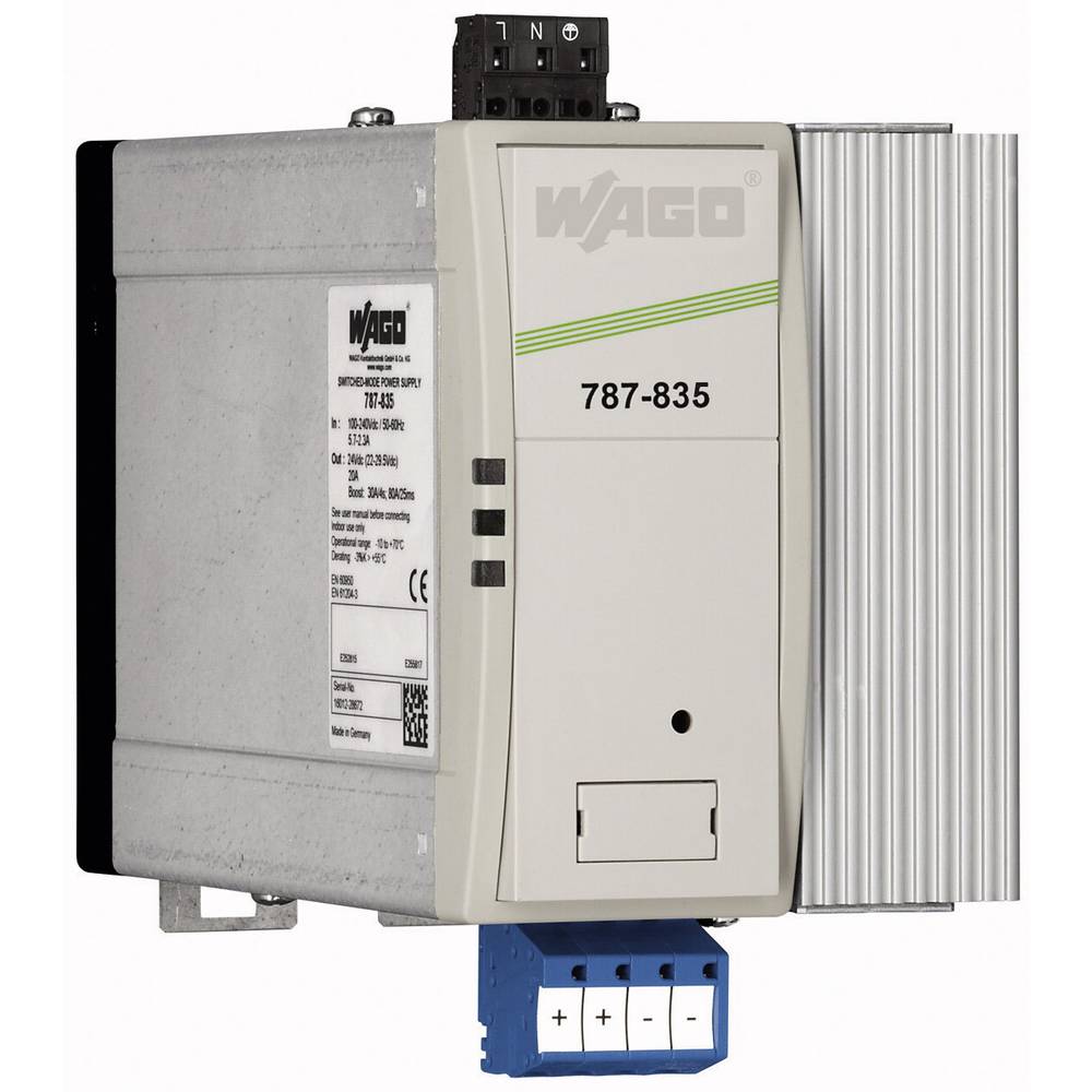 Image of WAGO EPSITRONÂ® PRO POWER 787-835 Rail mounted PSU (DIN) 48 V DC 10 A 480 W No of outputs:1 x Content 1 pc(s)