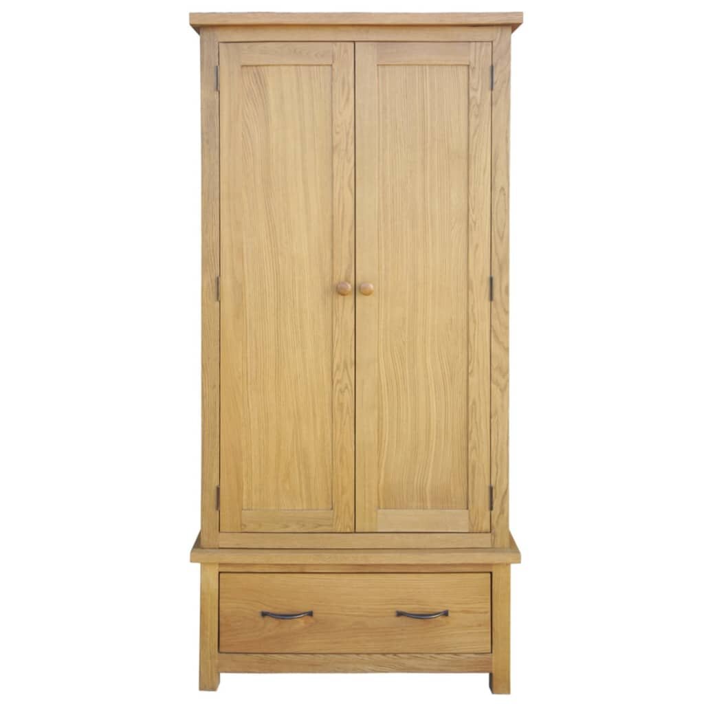 Image of Wardrobe with 1 Drawer Solid Oak Wood 354"x205"x72"