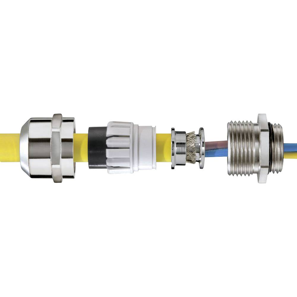 Image of Wiska 10106133 Cable gland shockproof with strain relief with seal M32 Brass (Ni-plated) Ecru 25 pc(s)
