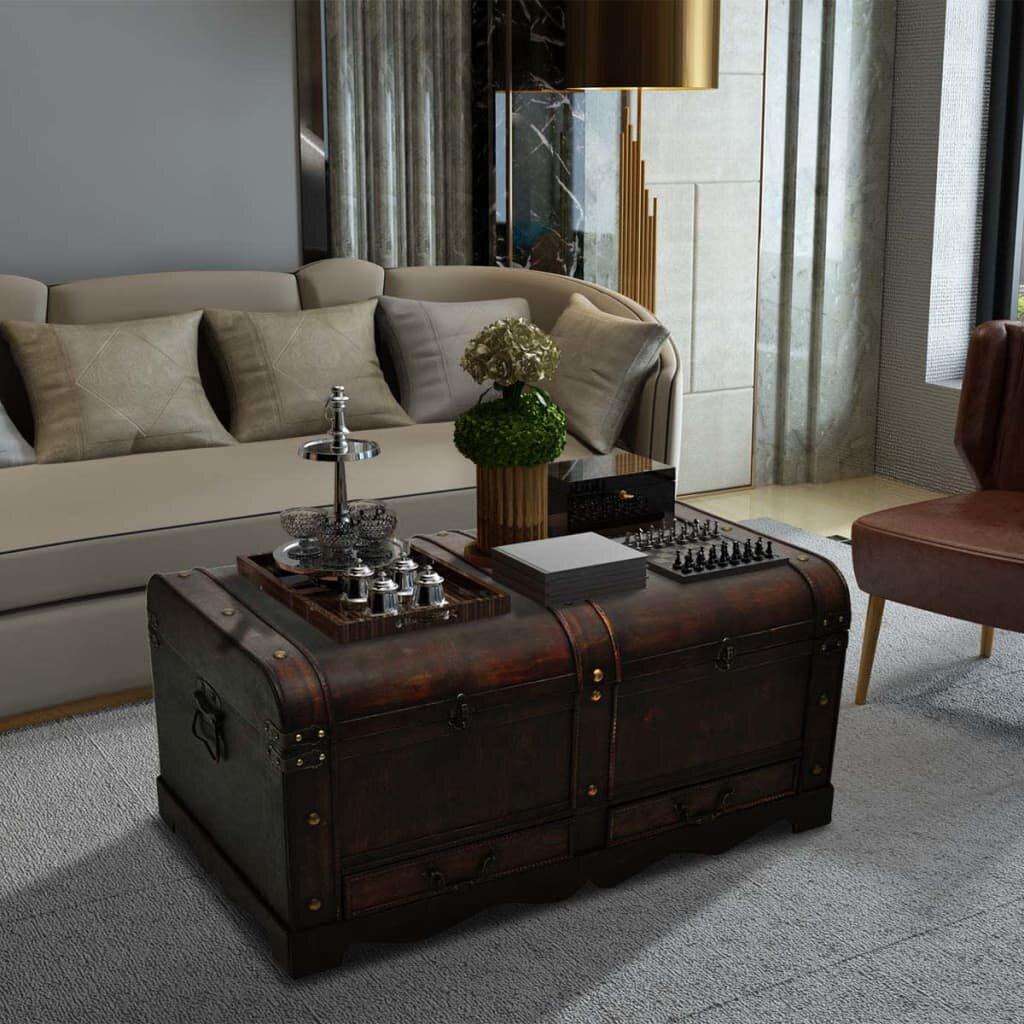 Image of Wooden Treasure Chest Large Brown