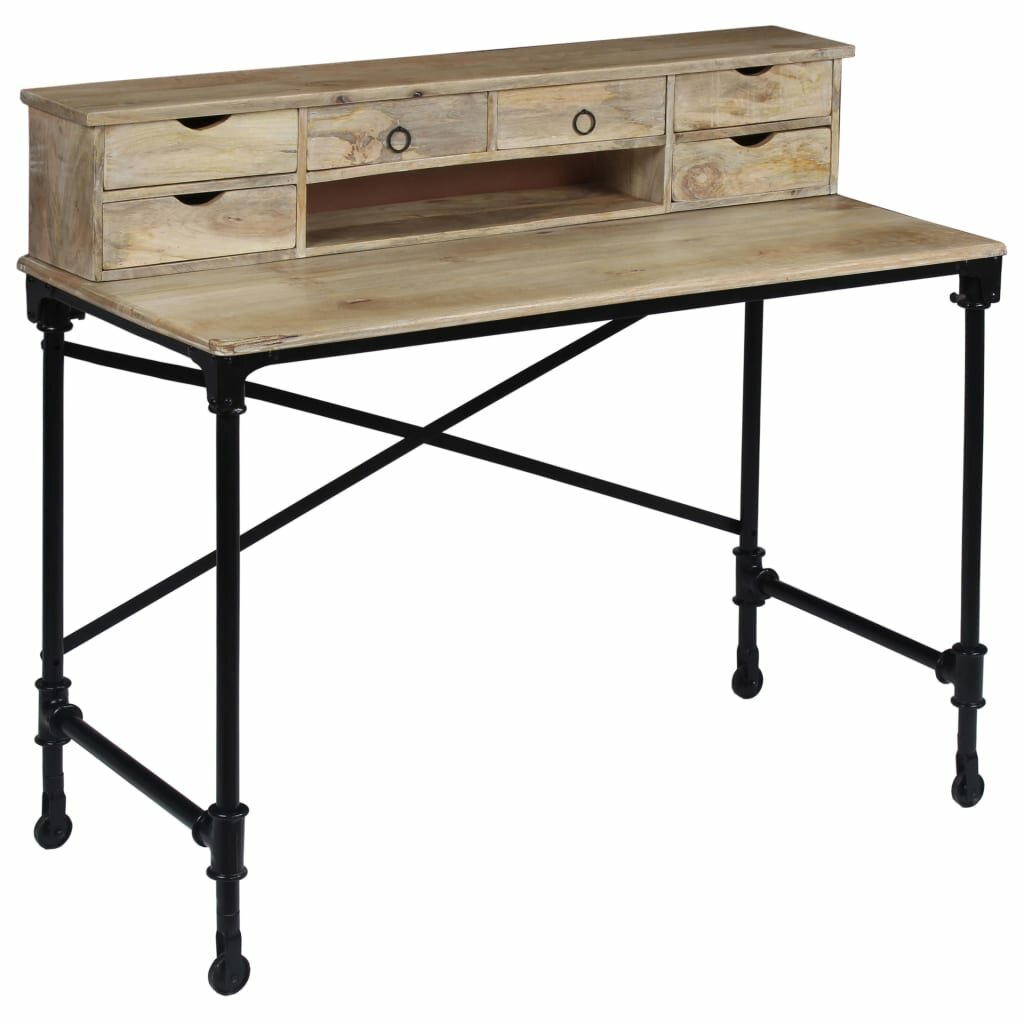 Image of Writing Desk Solid Mango Wood and Steel 433"x197"x378"