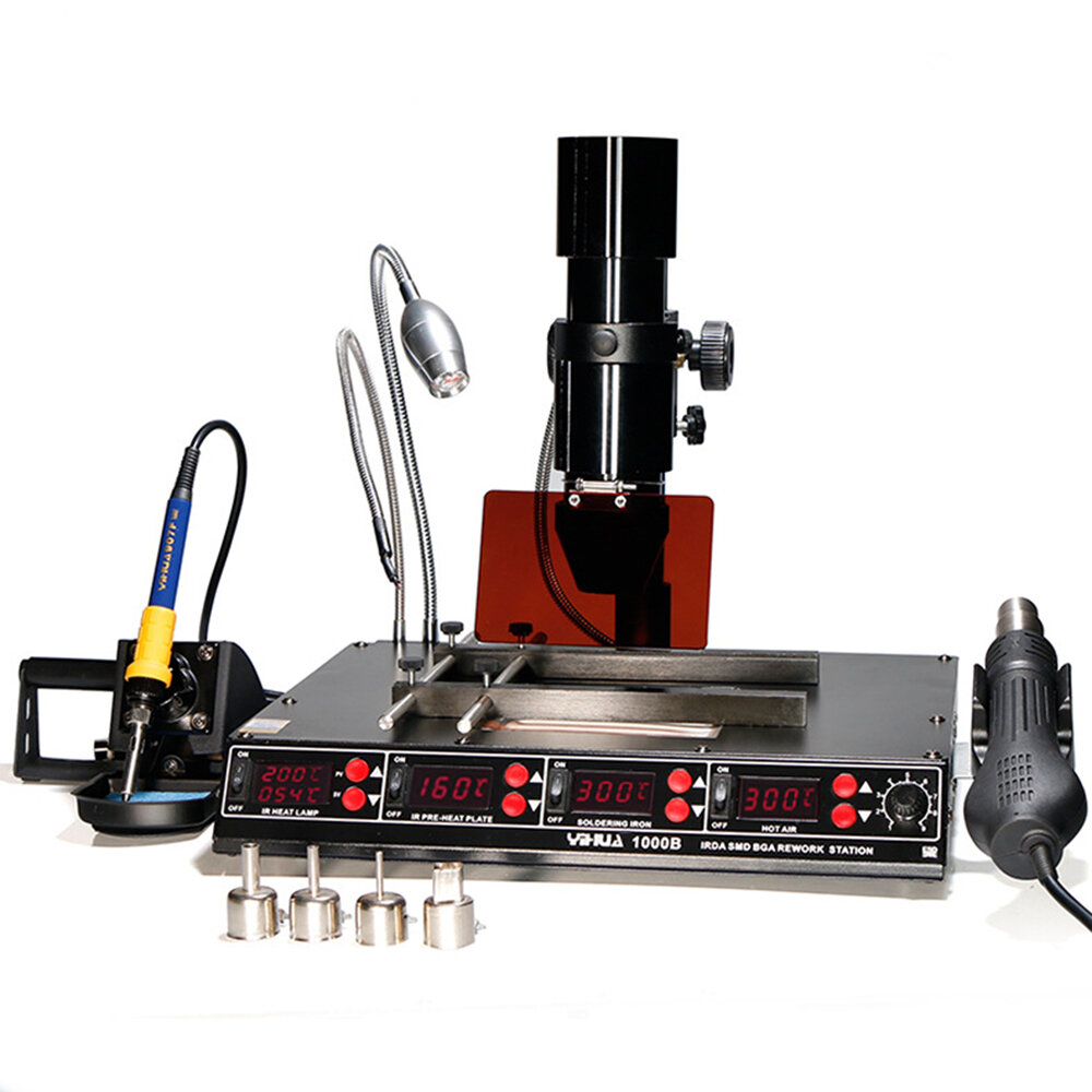 Image of YIHUA 1000B 110V/220V 4 in 1 Infrared Bga Rework Station SMD Hot Air Spear+75W Soldering Irons+540W Preheating Station