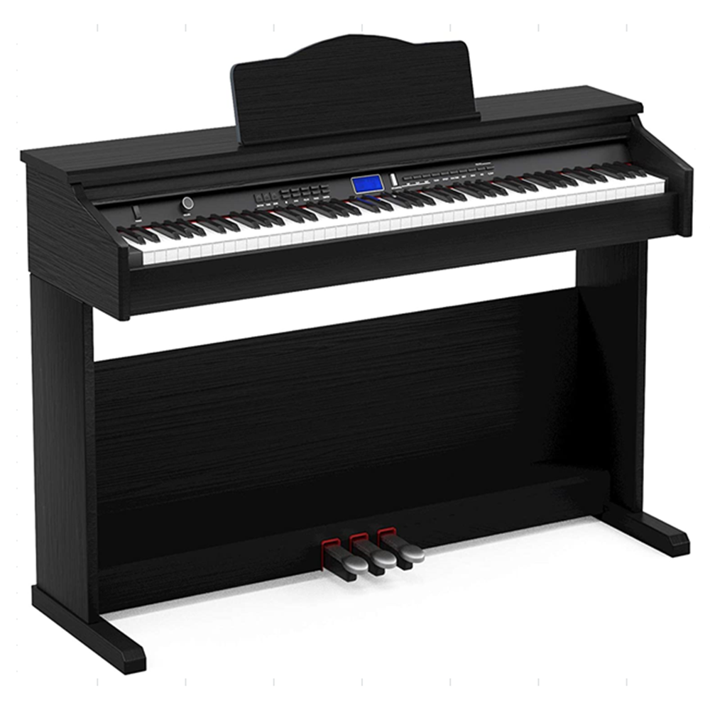 Image of Zebra 88-key Upright Electronic Piano with Sliding Cover Piano Wooden Stand