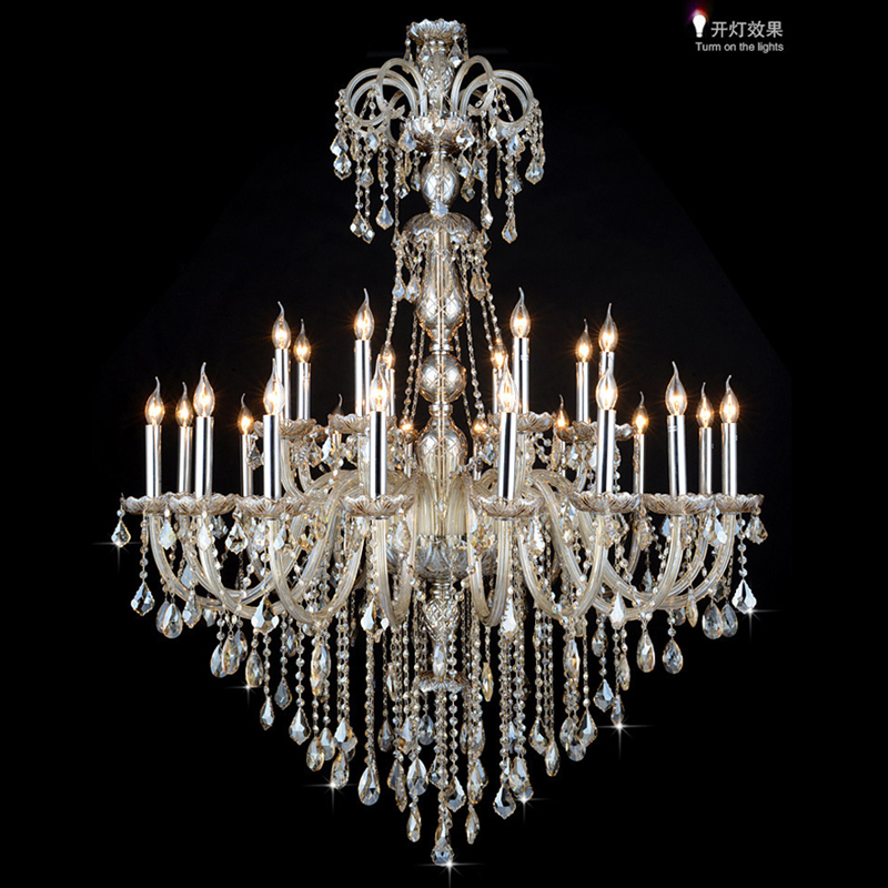 Image of big hall lamp chandeliers Luxury champagne large modern crystal lighting villa living room staircase lamp