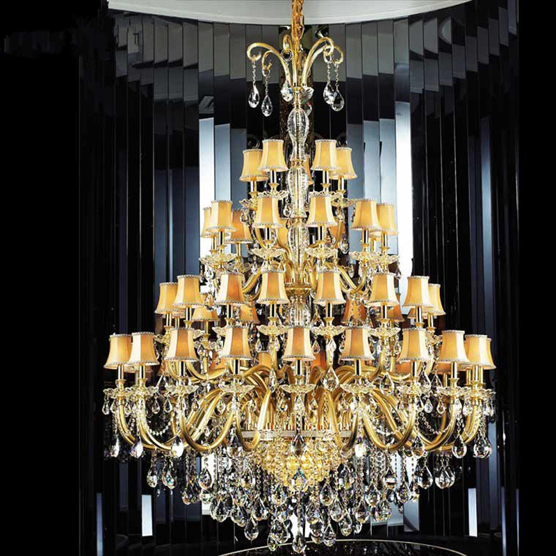 Image of large crystal chandelier with fabric cover gold large hotel glass arm modern chandeliers ceiling high extra big