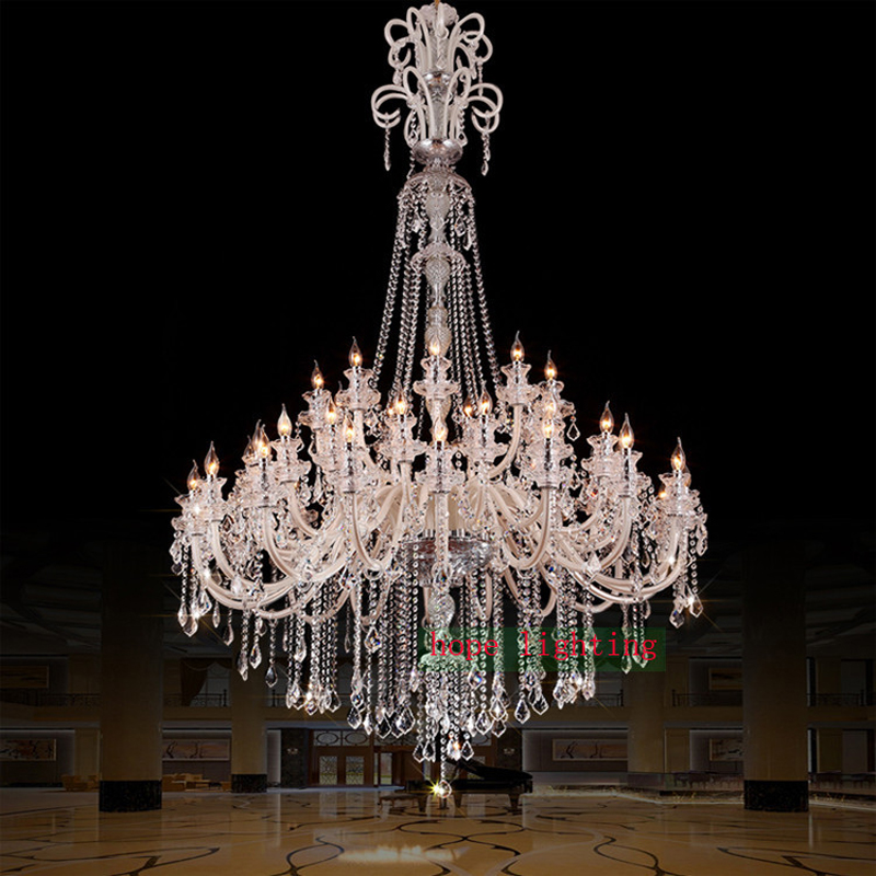 Image of large crystal chandeliers for hotels modern lamps high ceiling Villa club level chandelier led Elegant Lighting staircase Chandeliers