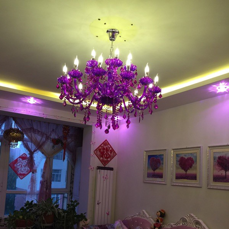 Image of purple Crystal Chandeliers Lustre Lustres living room dining room Chandelier Without Lampshade Bedroom Boutique Lighting Home