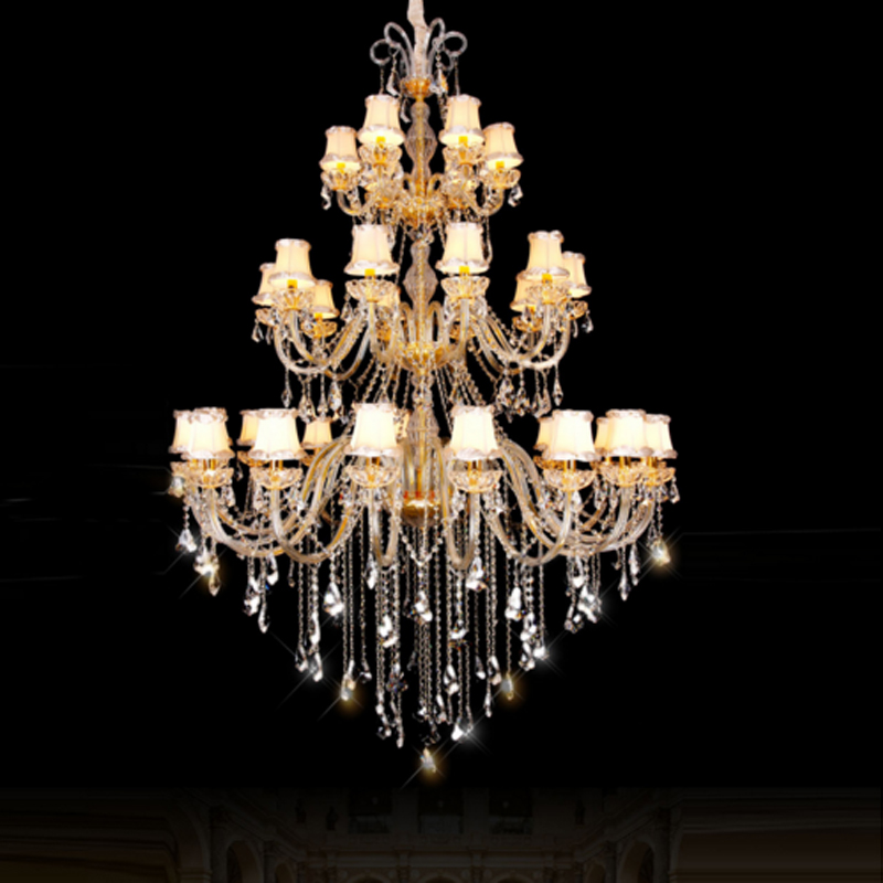Image of three layer villa Large crystal Chandelier Lights hotel hall Ceiling chandeliers crystal bedroom lamp dining room indoor light