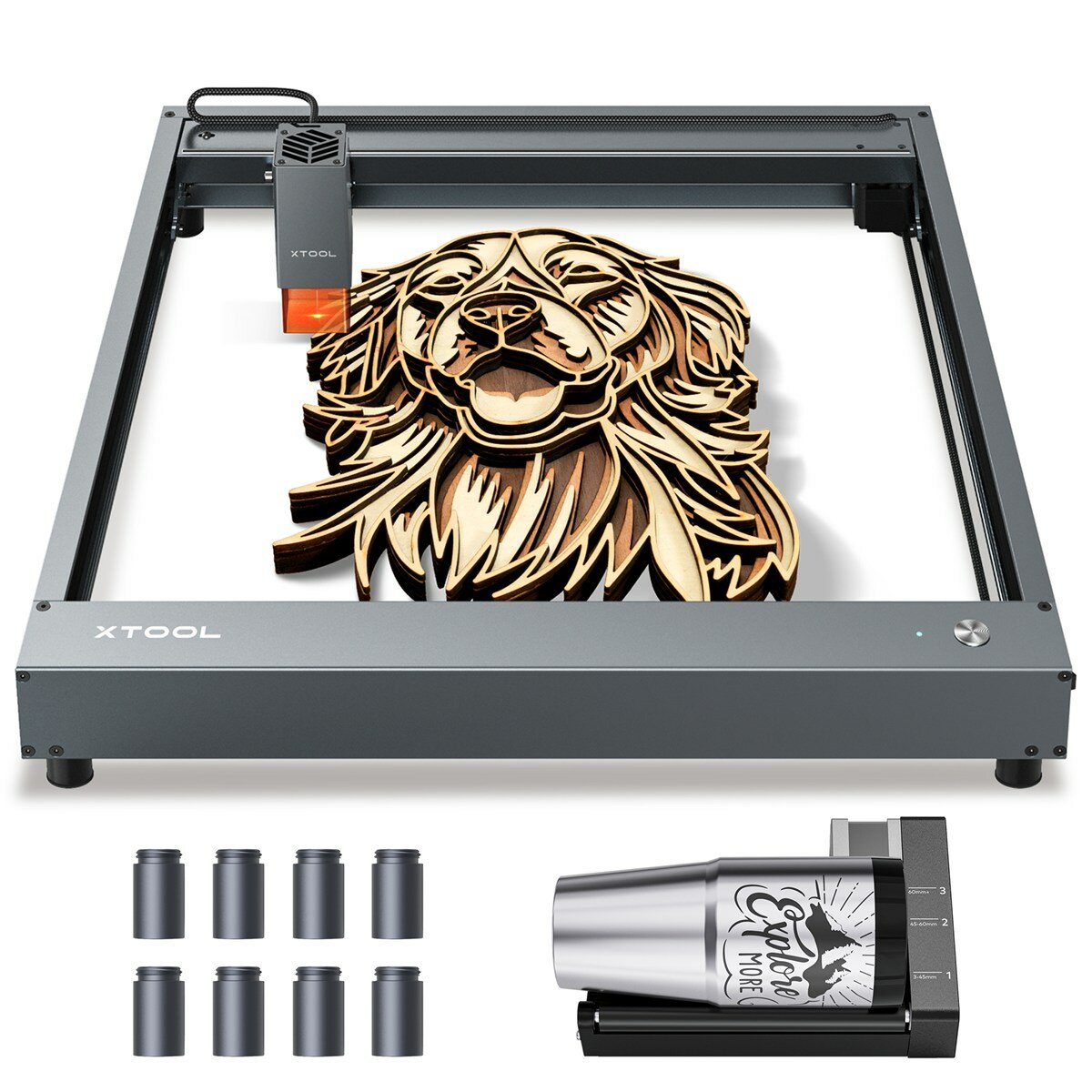 Image of xTool D1 10W Laser Engraver With Rotary Attachment and Raiser DIY CNC Laser Cutter Engraver 10W Dual Laser Eye Protectio